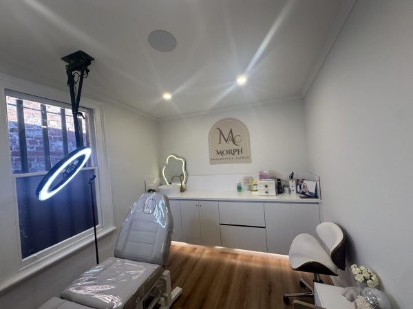 Stylish and contemporary treatment or consultation room at Morph Aesthetics.
